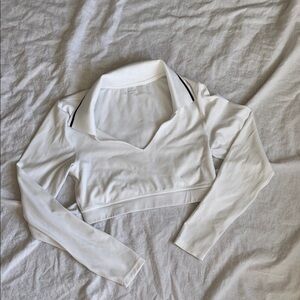 Aerie White Crop Top with Black Accents